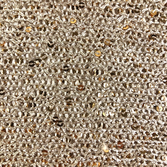 Bebe Shoulder Cutout Gold Sequin Sweater - Picture 9 of 9